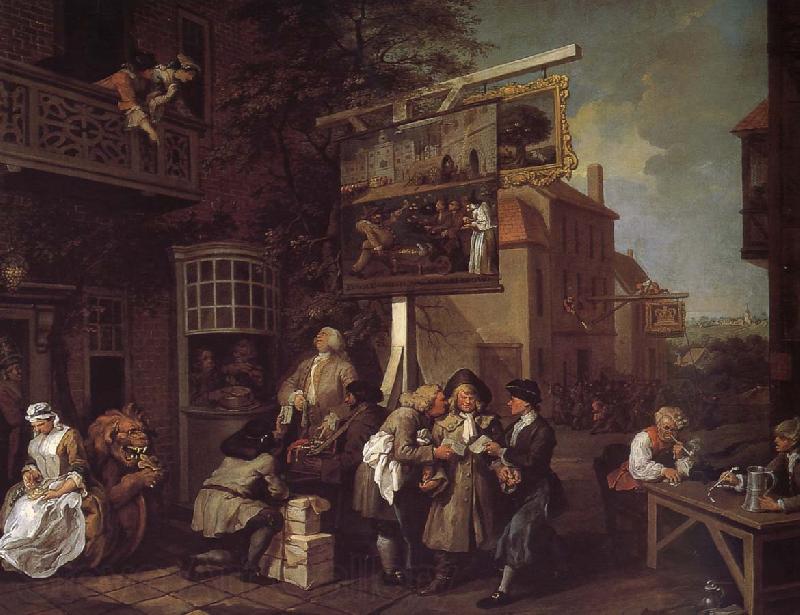 William Hogarth Election campaign to win votes Norge oil painting art
